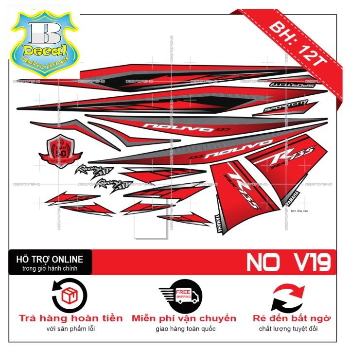 ( Quí khách vui lòng mang ra tiệm cho thợ dán ) Tem NOUVO 4 LX ĐỎ ĐEN [Bi Decal]