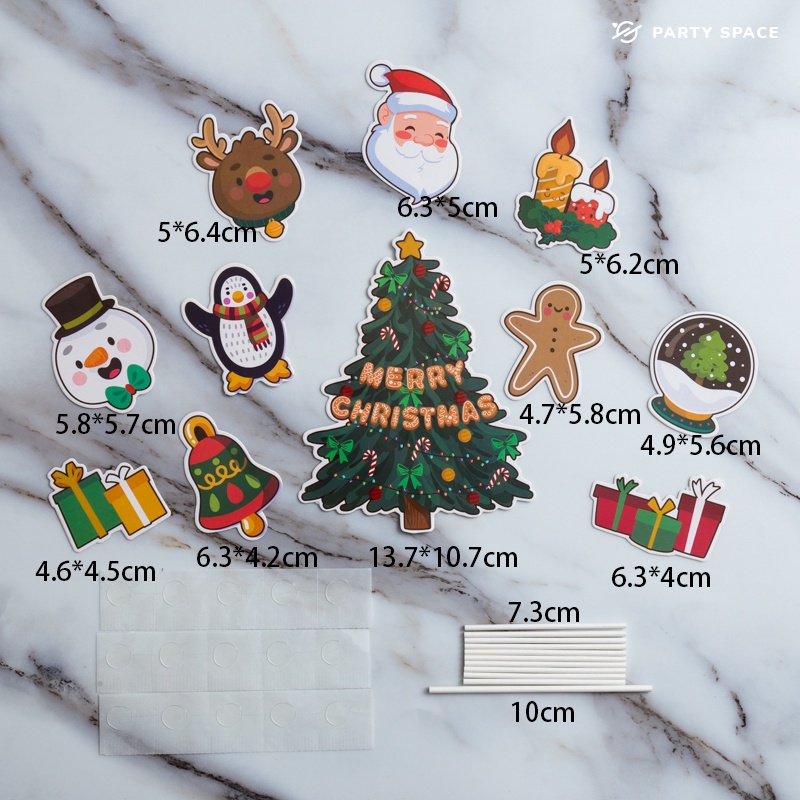 Phụ kiện cắm trang trí bánh kem hình ông già Noel/tuần lộc/ông già noel/người tuyết dễ thương
