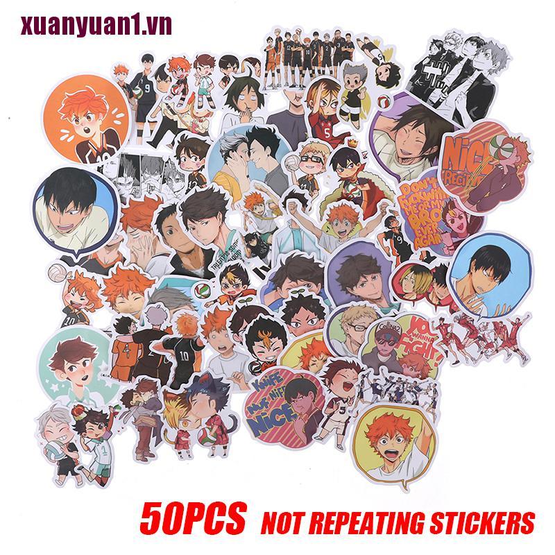 [xuanyuan1] 50 Miếng Dán Anime Haikyuu PVC Cho Hành Lý Laptop Ván Trượt DIY