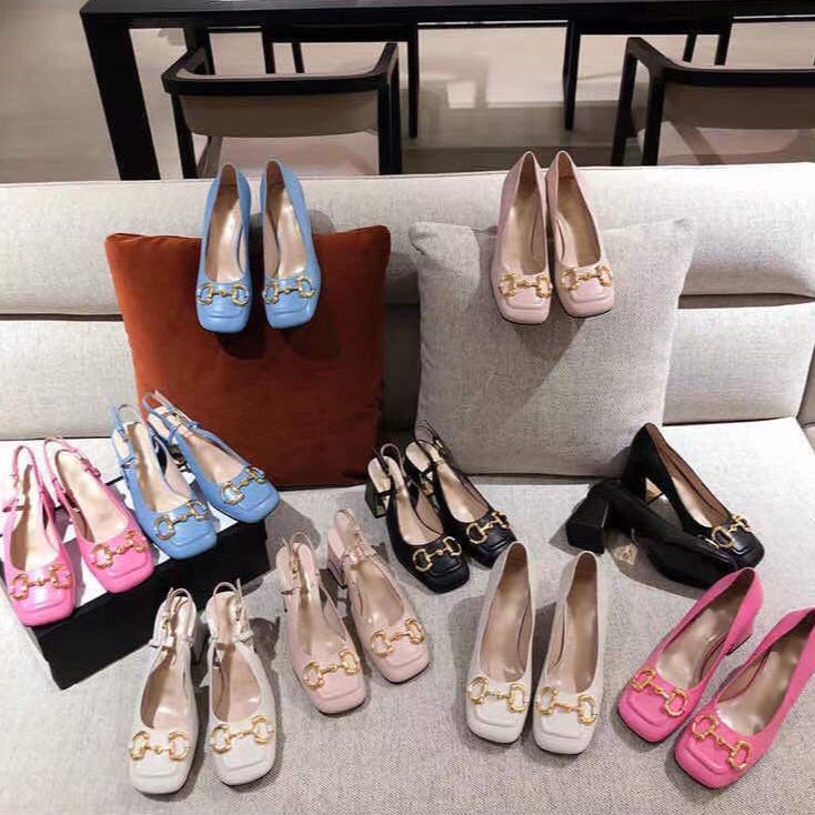 Giày Cao Gót Mũi Vuông Thiết Kế Mới 2022 Kiểu Pháp