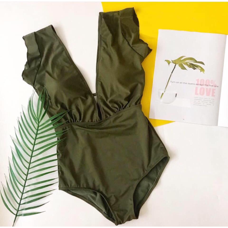 Bikini 1 mảnh liền bèo vai nhiều màu ( 100% như hình)