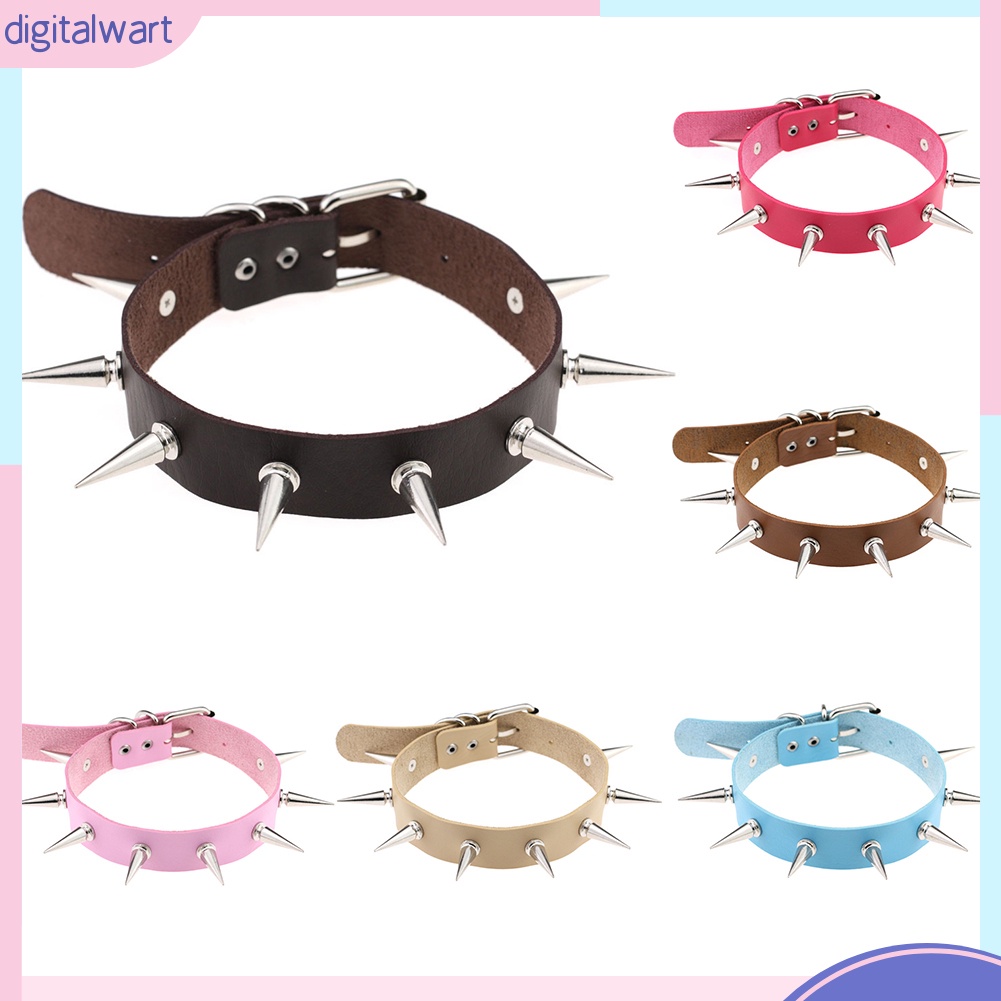 Vòng cổ choker da đính đinh tán cá tính nhiều màu sành điệu cho nữ