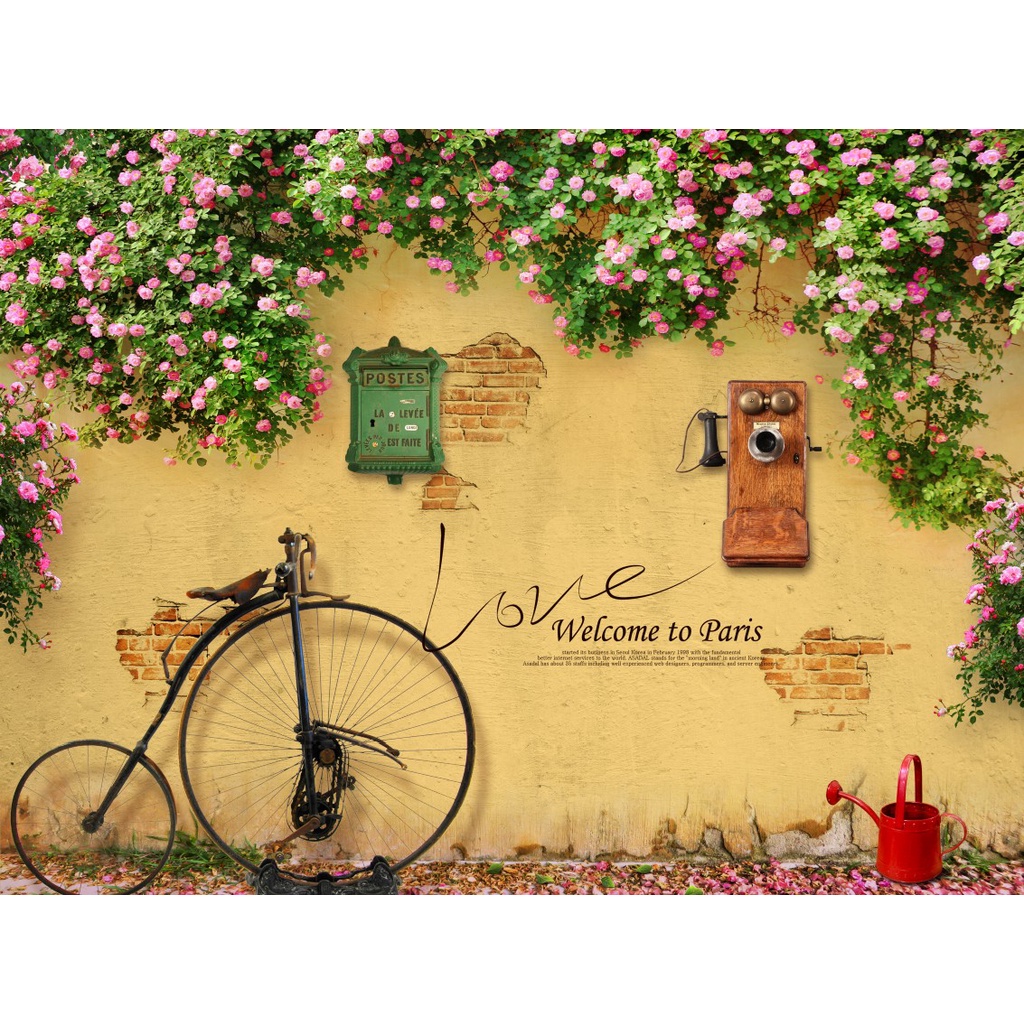 Tranh dán tường 3D trang trí nhà hàng cafe trà sữa trà chanh đẹp bền sang giá rẻ kt5