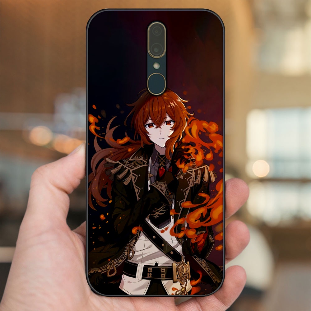 Ốp lưng Oppo F11 viền đen in hình Diluc Genshin Impact