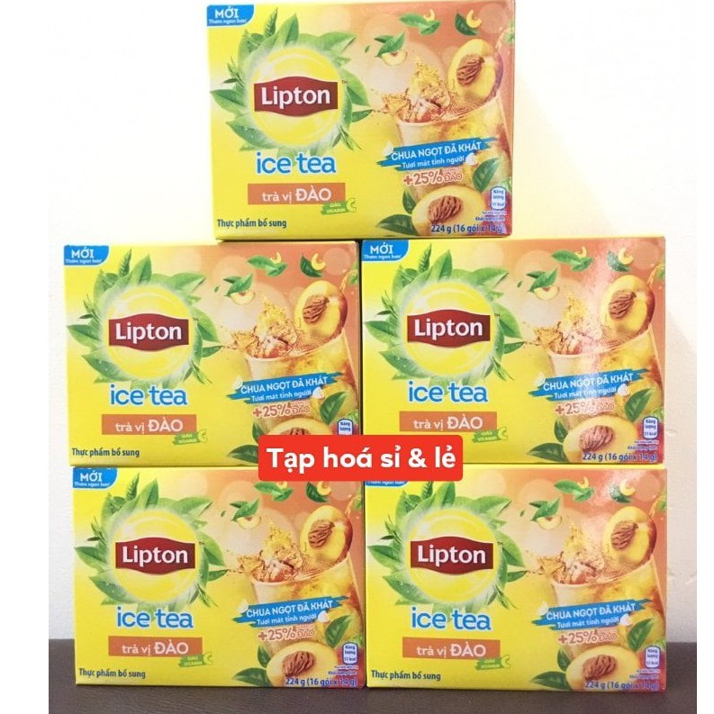 Combo 5 hộp Trà Lipton đào Ice Tea hòa tan hương đào