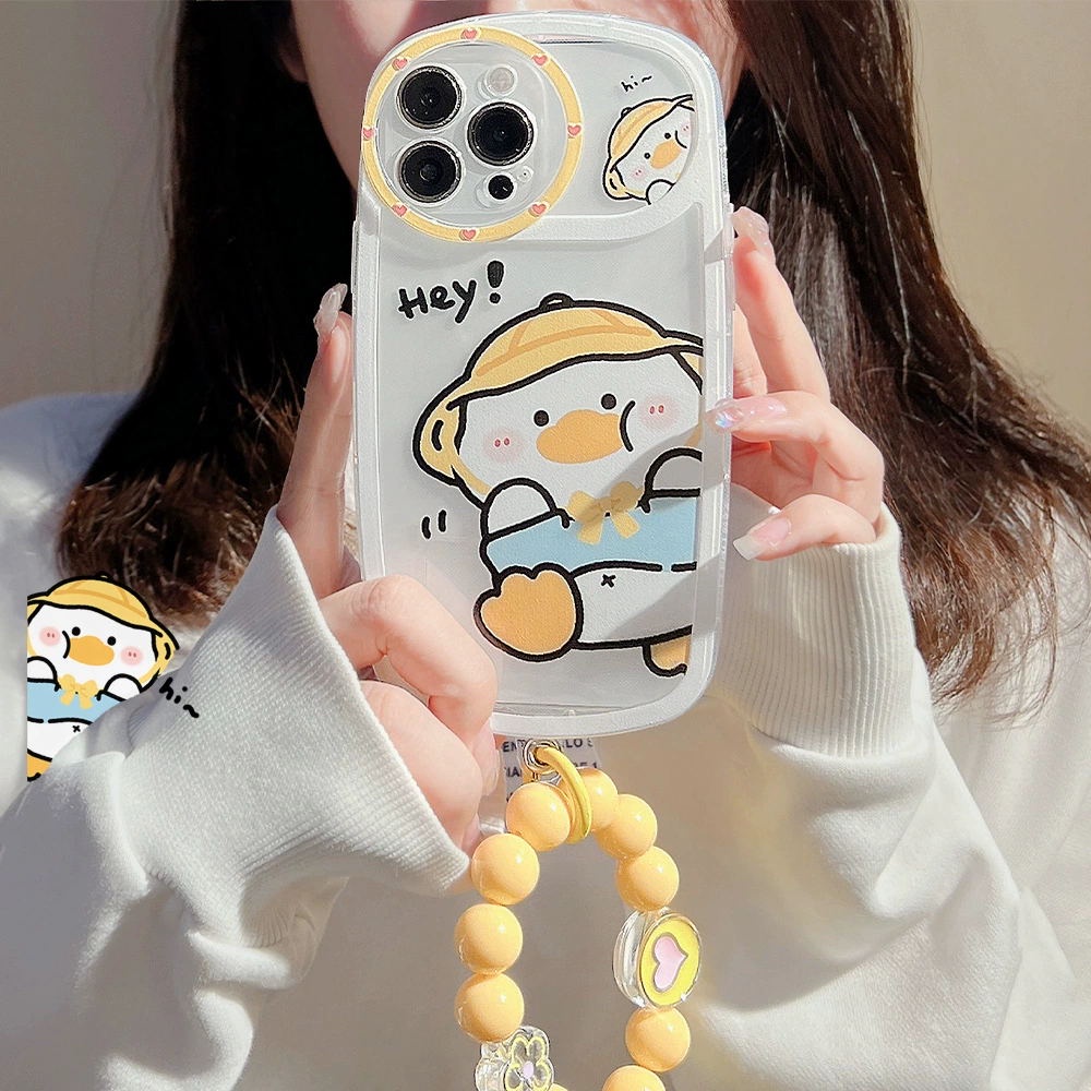Ốp Điện Thoại Hình Chú Vịt Đội Nón Có Dây Xích Cho iPhone X XS XR XS max 13Proax 11 11 pro 11 pro max 12 12 12 pro 12 pro max
