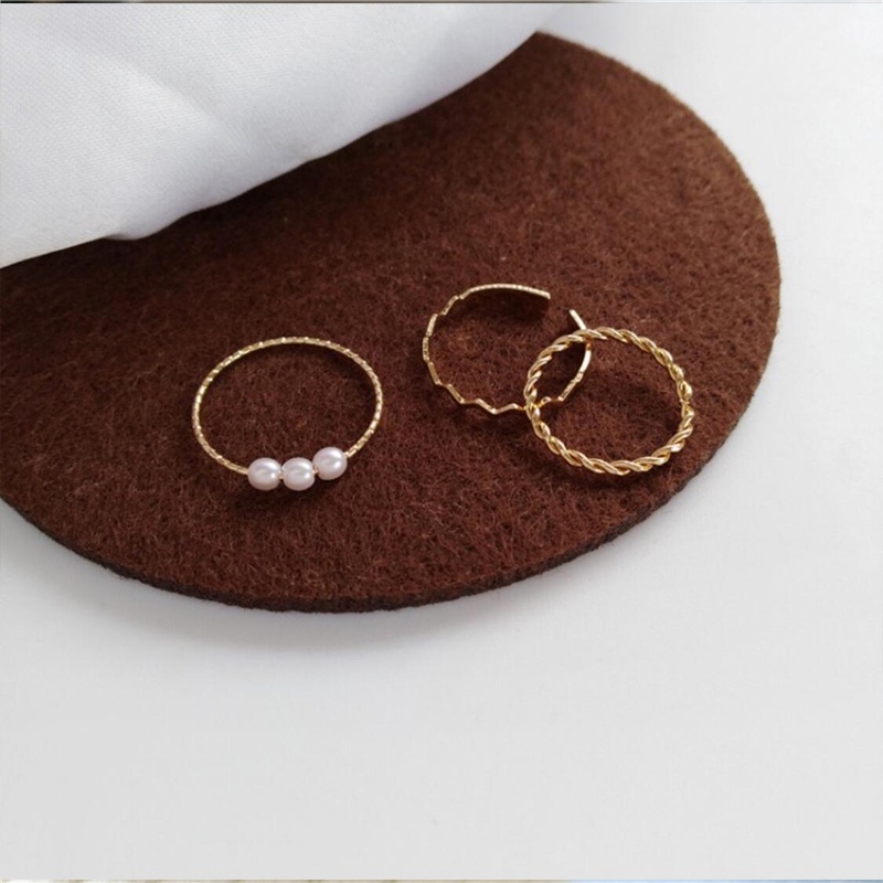 Set 5 nhẫn mạ đeo ngón tay đính hạt ngọc trai giả kiểu Hàn Quốc đơn giản cho nữ SUAKE