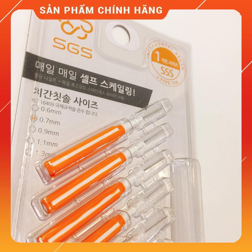 Chải kẽ răng cao cấp SGS  kiểu I size 0.7mm nhập khẩu từ Hàn Quốc ( vỉ 10 cây )