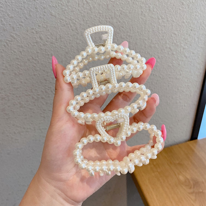 Kẹp Tóc Đính Ngọc Trai Nhân Tạo Đơn Giản Phong Cách Hàn Quốc