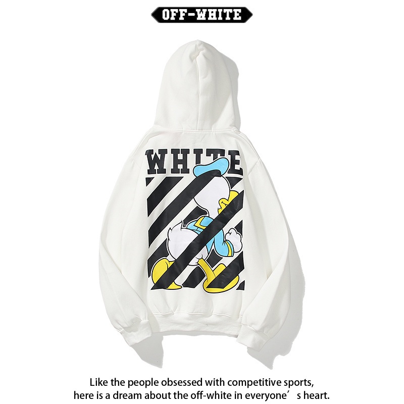 Áo hoodie Off-White lót nhung Plus Size thời trang năng động