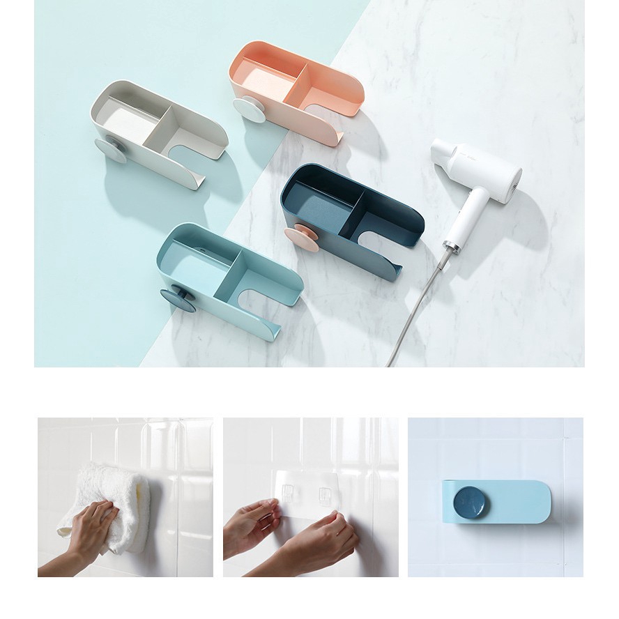 SUPO DEPOT - Giá Đỡ Máy Sấy Tóc Gắn Tường Tự Dính Màu Sắc Tiện Dụng