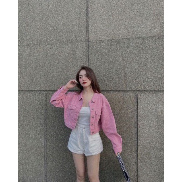 Áo Khoác Jeans Croptop Dài Tay Hàng Quảng Châu M615- Violet
