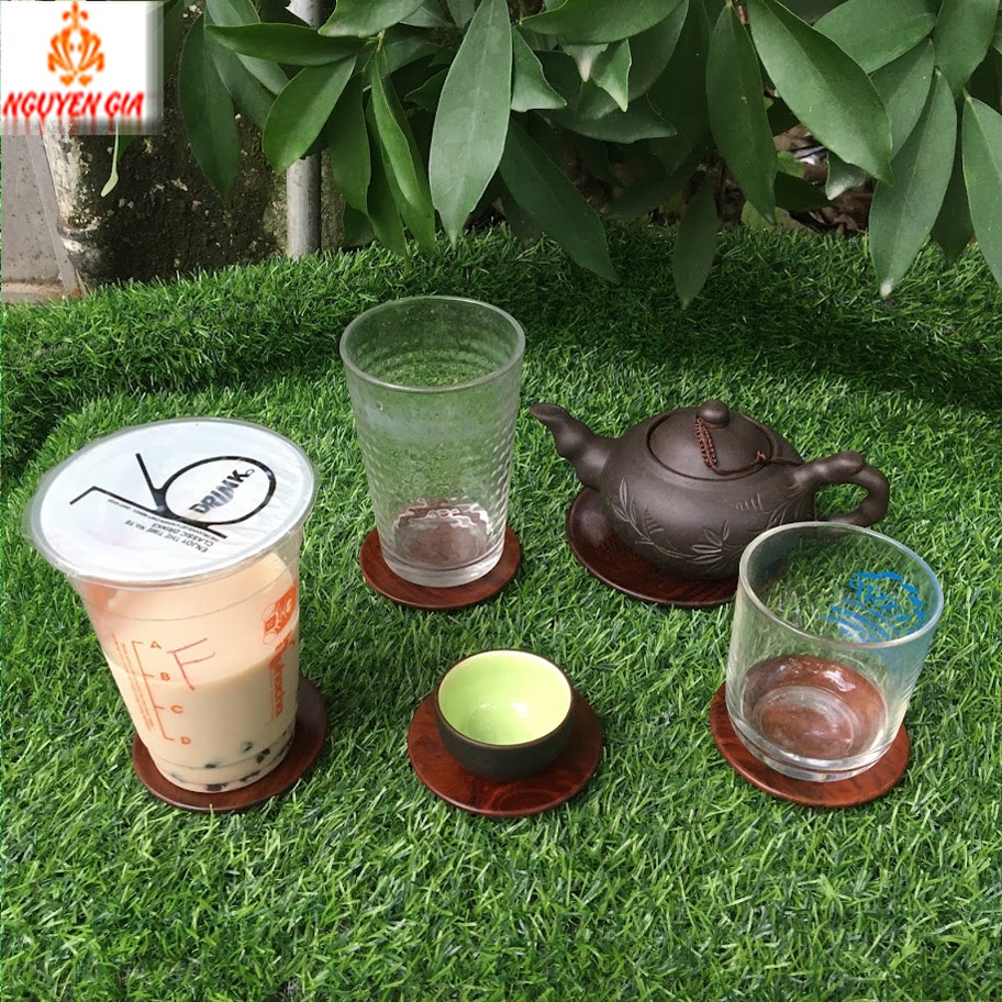 Đĩa gỗ trắc tròn lót ly, lót cốc trà, café làm đồ trang trí coasters bền bỉ sang trọng