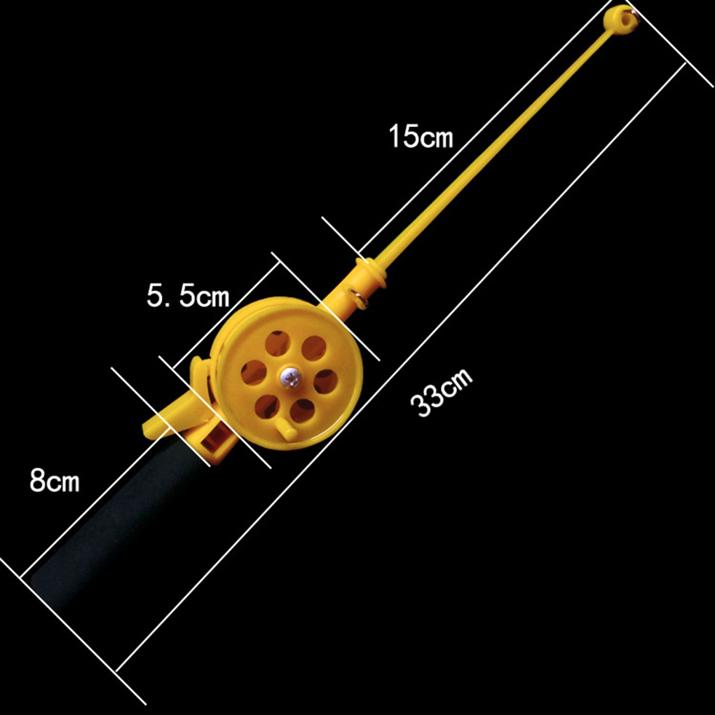 Cần câu cá mini trên băng 33cm nhựa vàng cho trẻ em mới bắt đầu
