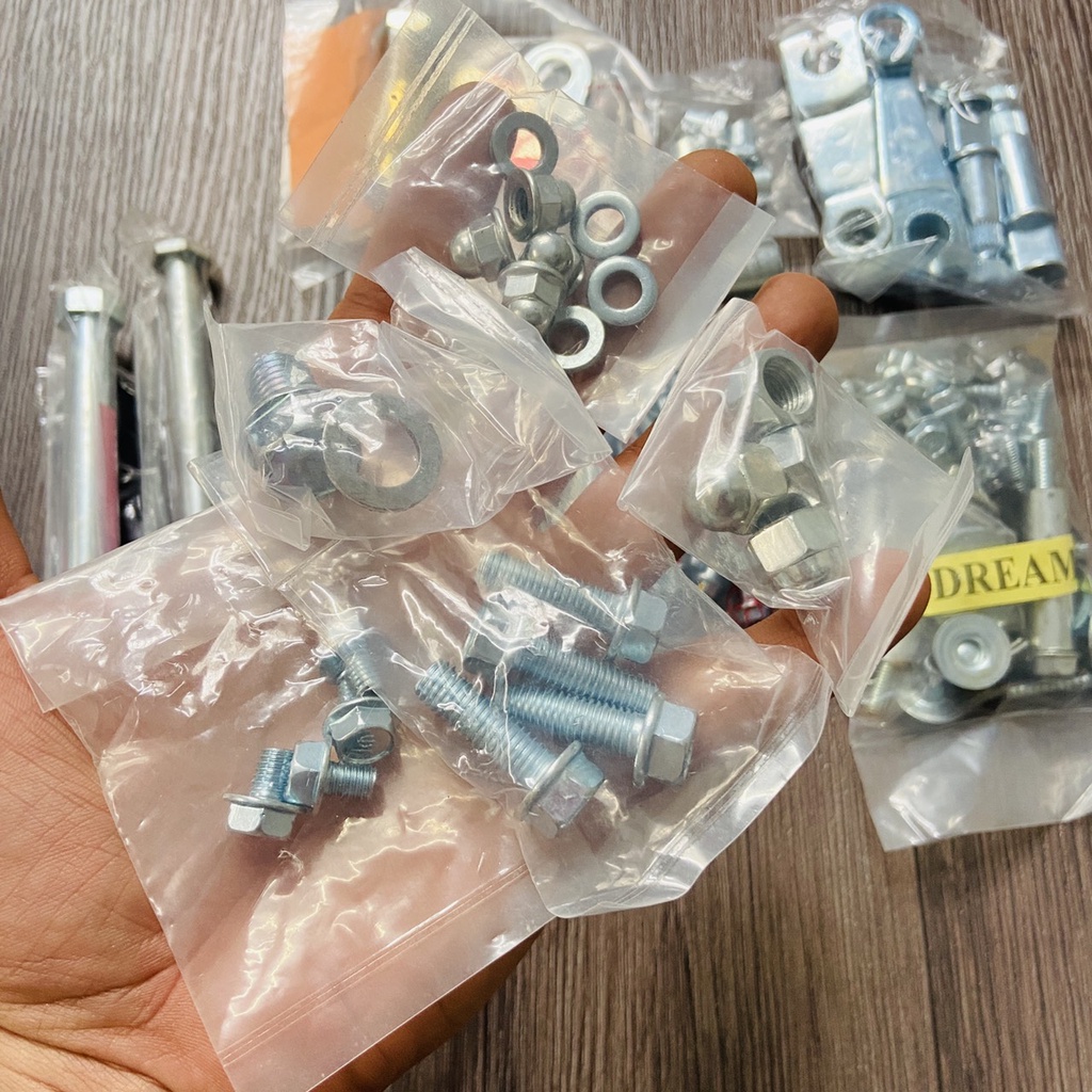 Trọn bộ ốc, cốt, lò xo, pát gắn dàn khung xe DREaM, các loại chi tiết ốc từ A đến Z sử dụng cho xe drEam,như ZIN theo xe