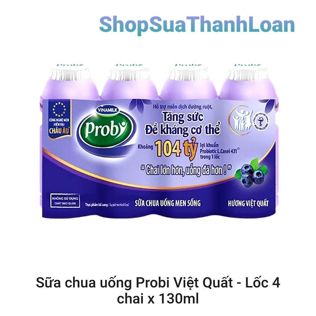 SỮA CHUA UỐNG PROBI VIỆT QUẤT - LỐC 4 CHAI 130ML