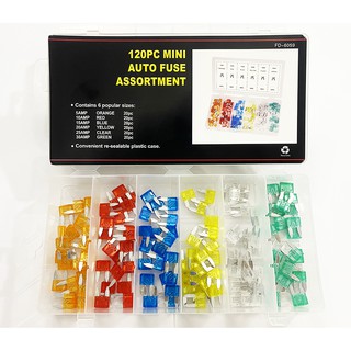 Bộ 120 Cầu Chì Dự Phòng cho Xe Hơi, Xe Máy, Xe Tải, các loại máy móc khác ( Chân Dài - Mini Size (10*11mm) )