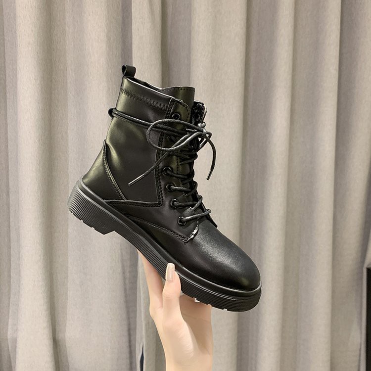 Giày bốt nữ Martin cổ thấp 💥BÁN CHẠY - GIÁ RẺ💥 giày bốt đen nữ phong cách Ulzzang đế cao 2cm | BigBuy360 - bigbuy360.vn