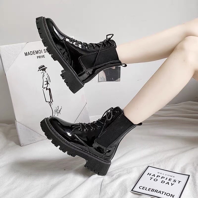 Giày Bốt Nữ Ulzang Kéo Khoá Cao Cấp - boots nữ cổ lửng loại sịn giá rẻ | BigBuy360 - bigbuy360.vn