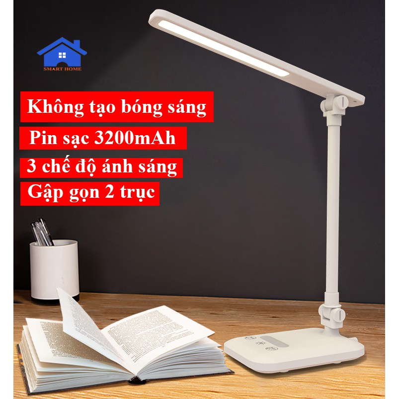 Đèn Bàn Học Tích Điện 3 Chế Độ Sáng Bảo Vệ Mắt - Đèn LED Để Bàn Chống Bóng Sáng Bảo Vệ Mắt Gập Gọn