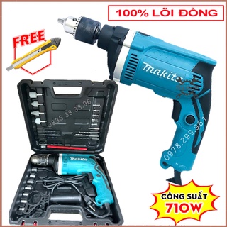 Máy Khoan Điện Cầm Tay 710W Tay 710W 13ly Kèm Phụ kiện Máy Khoan 2 Chế Độ Cực Khỏe Kèm Hộp Đồ Nghề Sửa Chữa