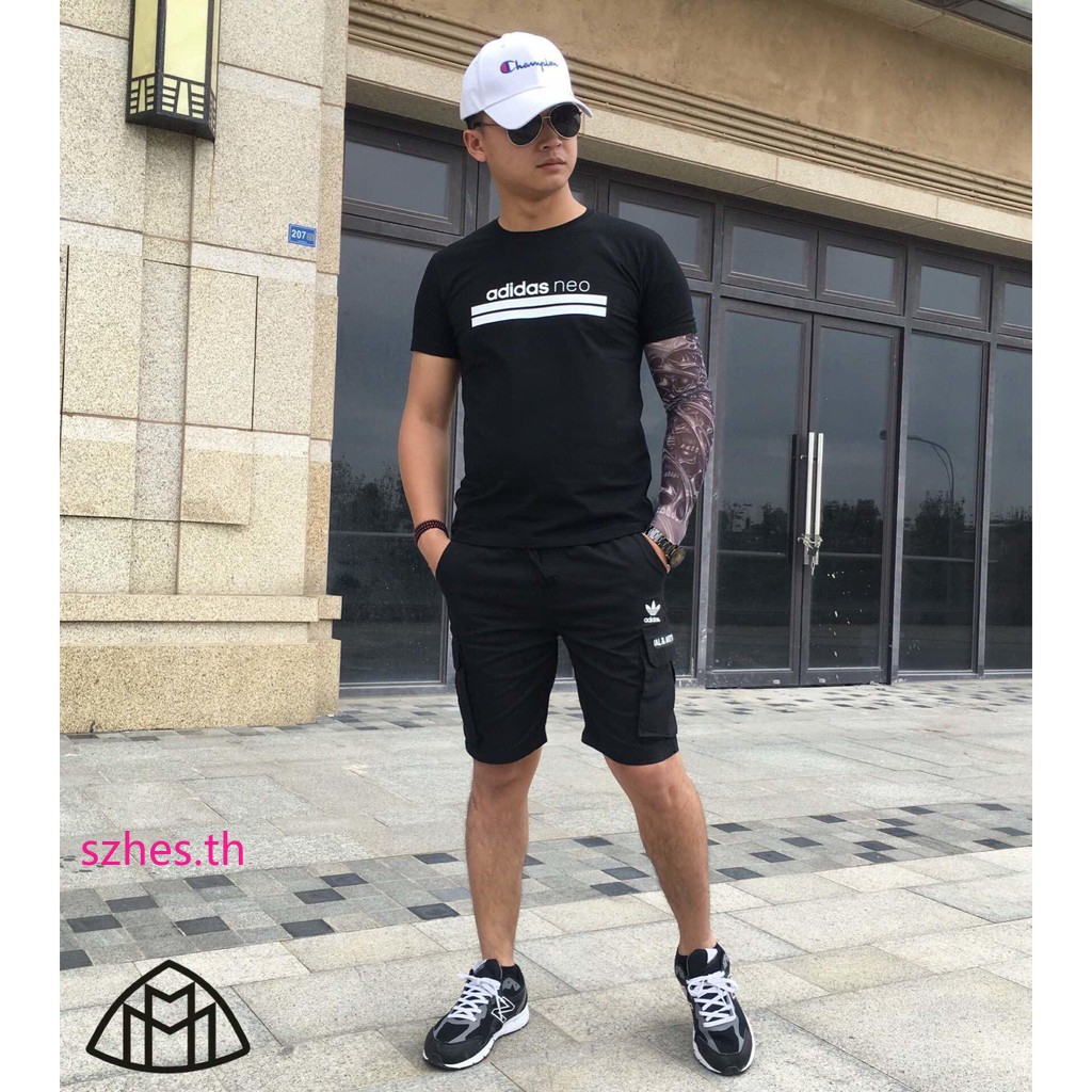 Adidasอาดิดาสคลาสสิกแขนสั้นนำเข้าผ้าฝ้ายสบายระบายอากาศของแท้ Adidasอาดิดาสคลาสสิกแขนสั้นนำเข้าผ้าฝ้ายสบายระบายอากาศของแท้