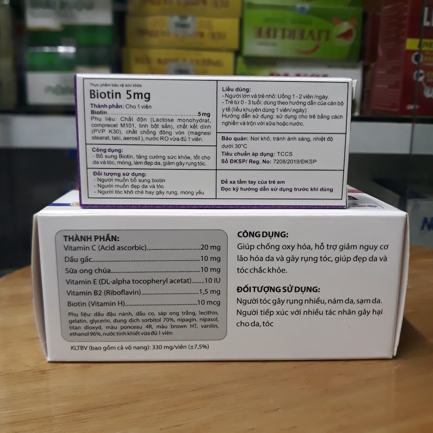Viên uống Biotin - vitamin H chống rụng tóc,giúp tóc và móng chắc khoẻ,da trắng mịn