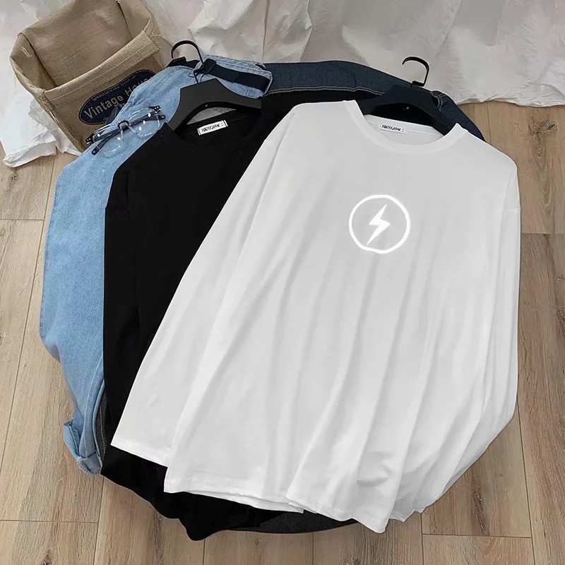 Áo thun tay dài dáng rộng Size M-5Xl thời trang trẻ trung cho nam nữ