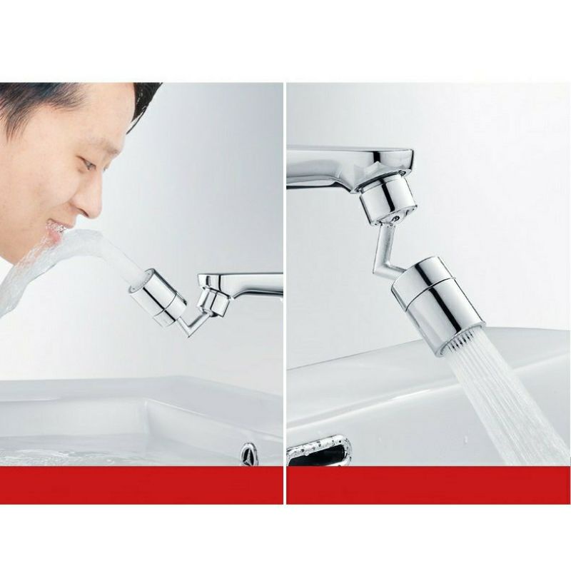 Đầu nối vòi nước tăng áp xoay 720 độ lắp vòi nước chậu rửa bát chén lavabo với 2 chế độ nước chảy