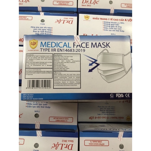 Khẩu Trang Y Tế 4 Lớp Hộp 50 Cái Dr Loc JSC