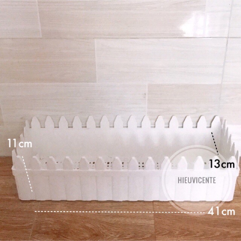 CHẬU NHỰA HÀNG RÀO TRỒNG CÂY TRẮNG SIZE NHỎ 41cm *13cm *11cm