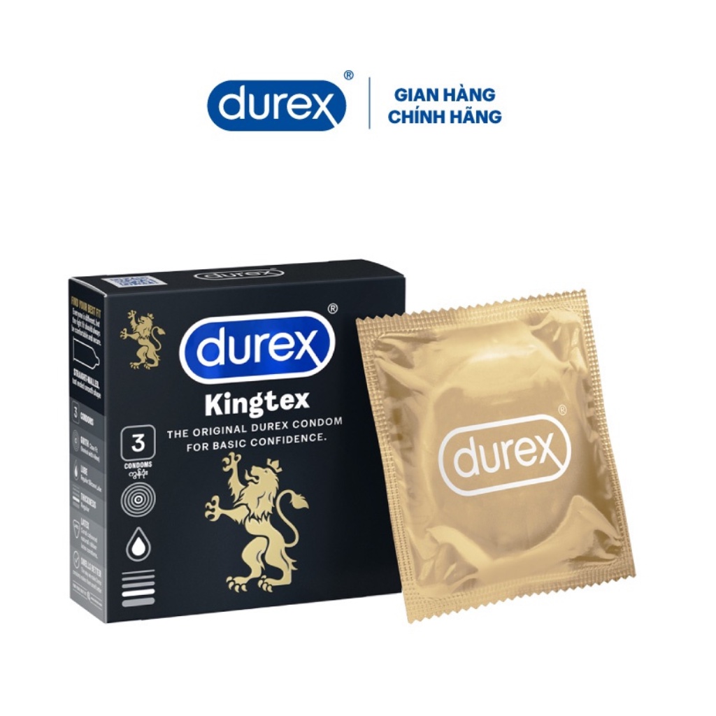 Bao cao su size nhỏ 49mm Durex Kingtex hộp 3 bao-The Love Store