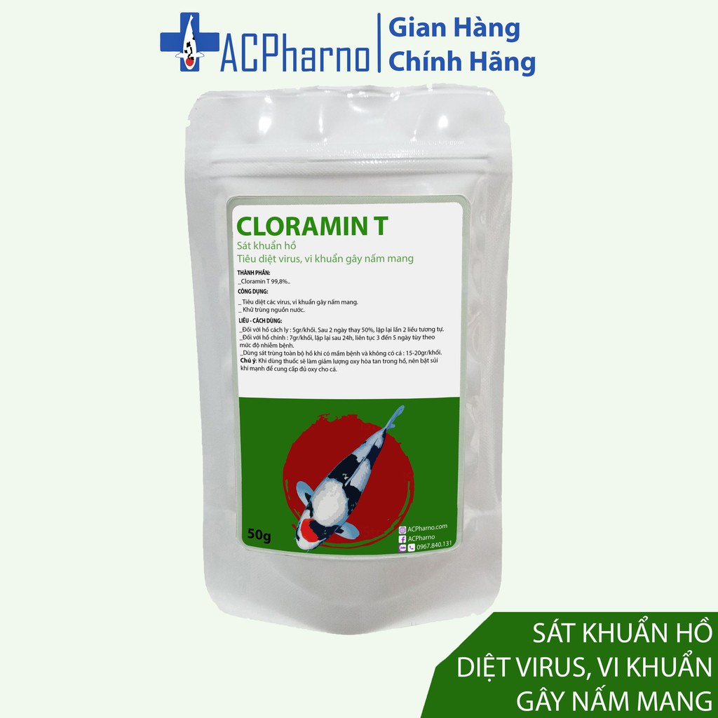 Cloramin T diệt vi khuẩn, virus gây nấm mang trên cá koi, cá vàng, chép nhật. sát trùng, diệt trùng nước Chloramine T