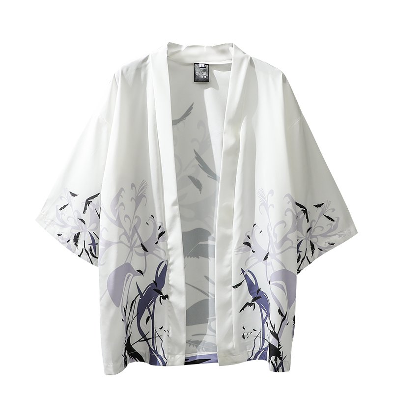 Áo Kimono Họa Tiết Chim Hạc Size M-2Xl Thời Trang Cho Nam