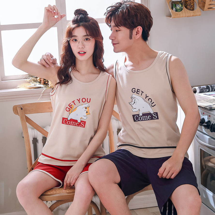 【Hàng sẵn sàng】Bộ đồ ngủ nữ Bộ đồ ngủ áo vest mặc nhà mùa hè quần short pijama phiên bản Hàn Quốc áo lửng không tay Bộ quần áo~666~