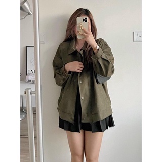Áo khoác BOMBER da lộn cúc bấn Style Hàn Quốc