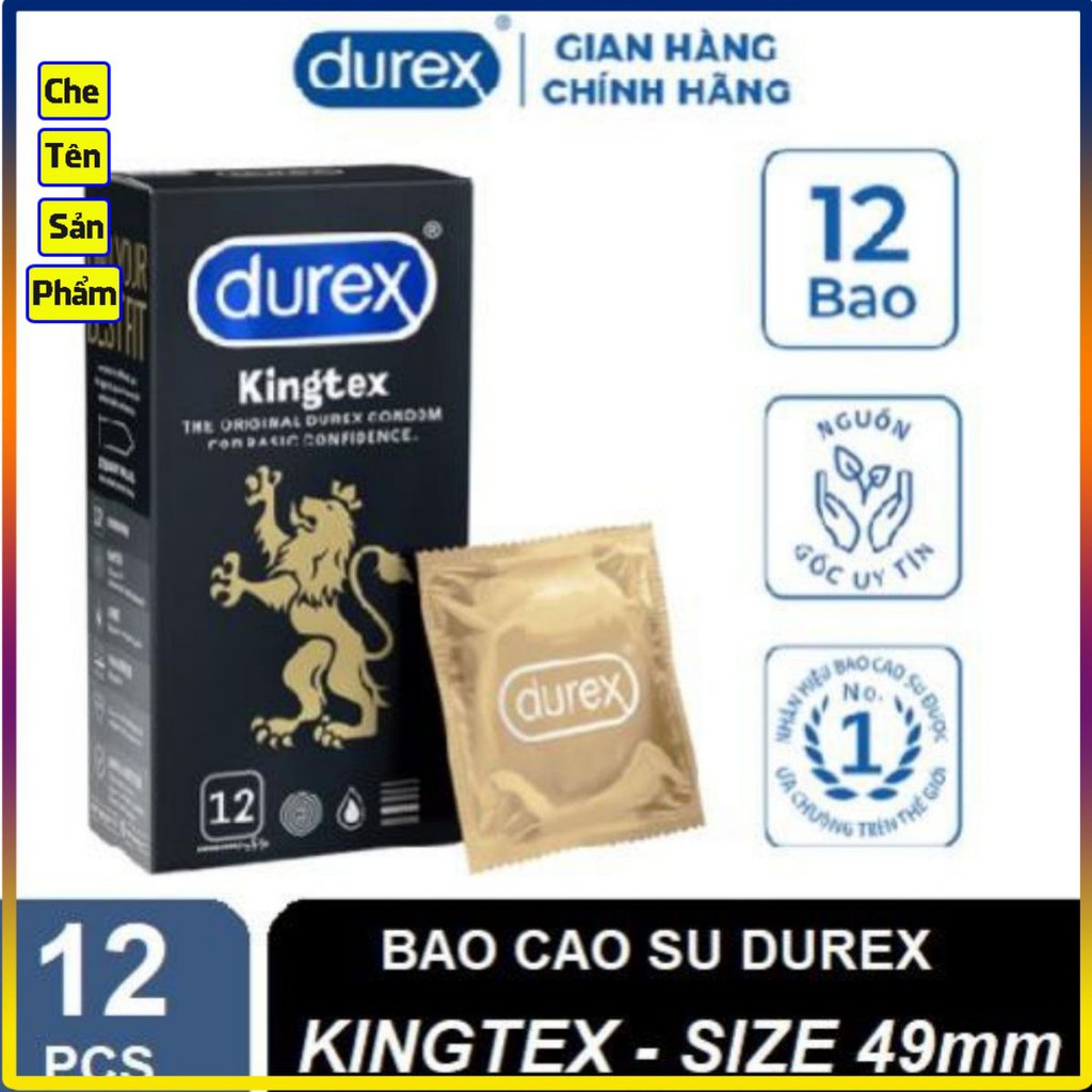 Bao cao su Durex Kingtex, size 49mm, Hộp 12 cái, Durex Kingtex ôm sát,Tăng cảm xúc mãnh liệt