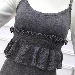 Váy len dài thắt eo xoè giữa hai dây