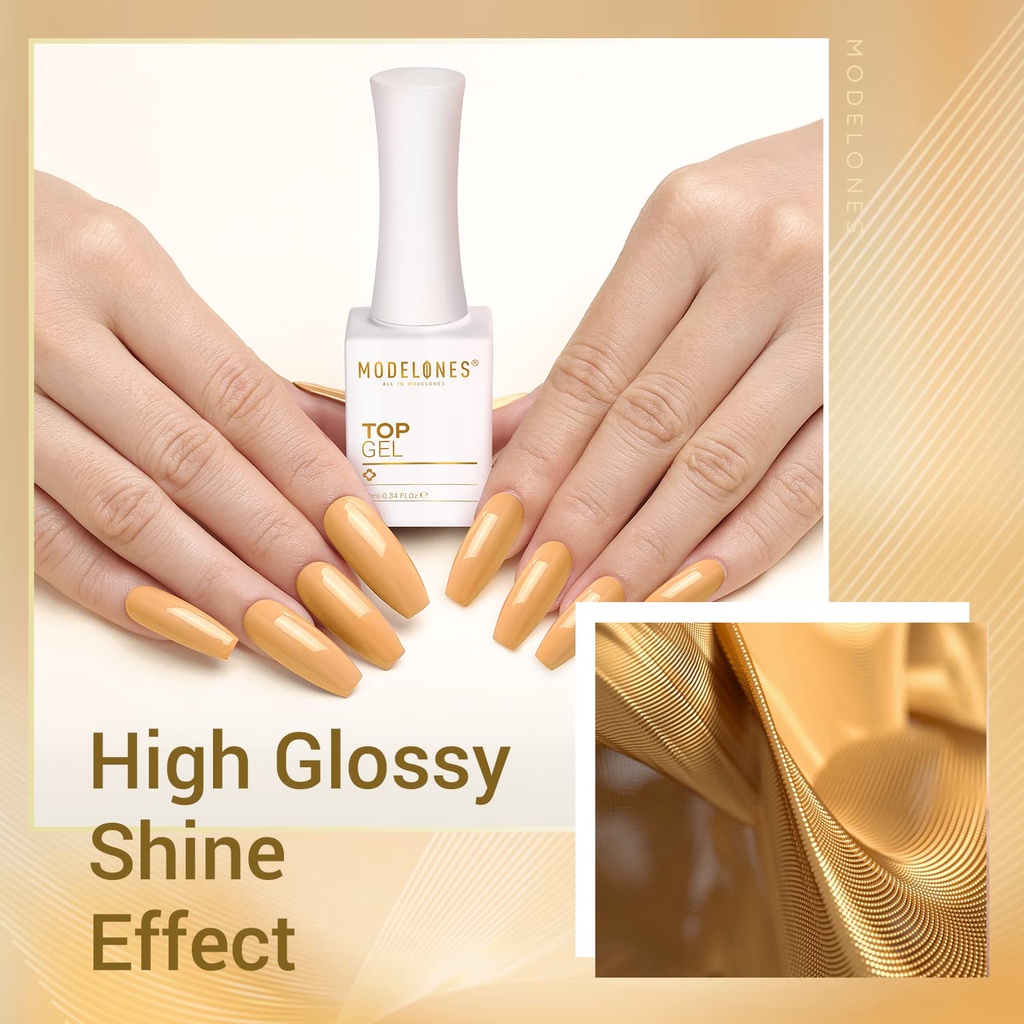 Modelones no wipe gel top base coat set 2pcs 10ml clear shine finish long lasting gel top coat base coat for gel nail polish ngâm off uv / led top coat gel nail polish