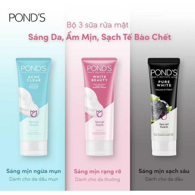 Sữa Rửa Mặt Pond's Sáng Da White Beauty