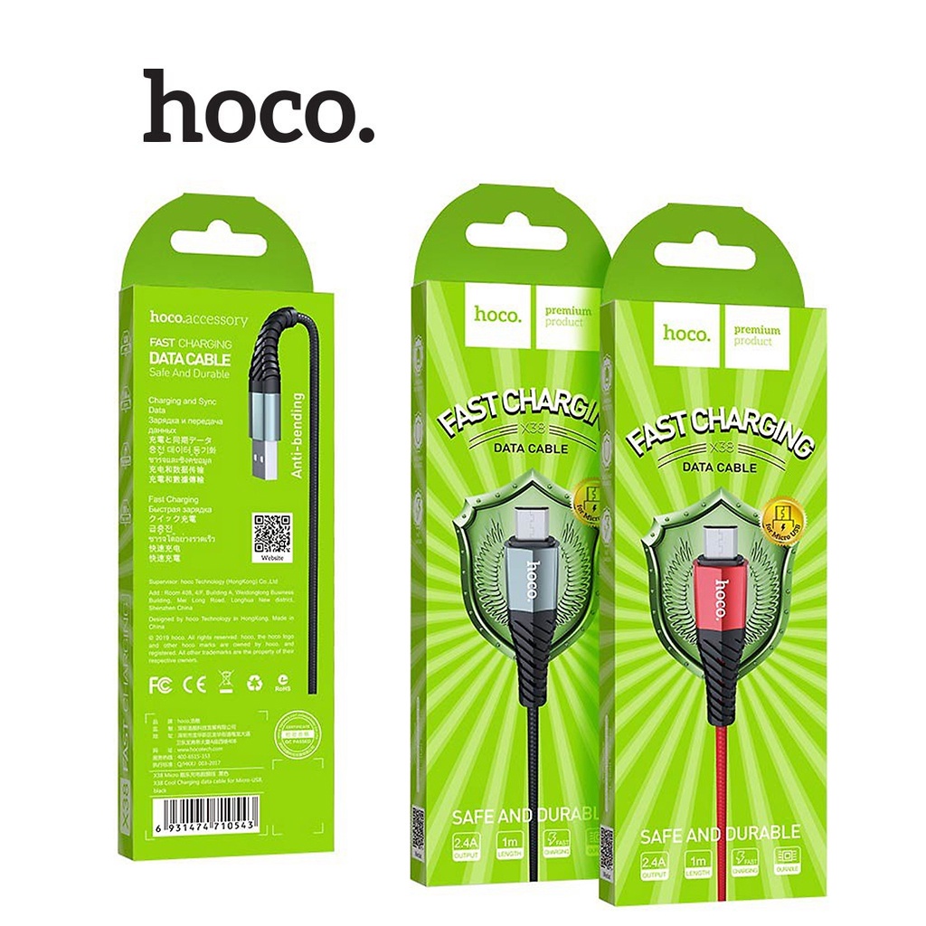 Cáp sạc 2.4A hoco. X38 Micro dây dù siêu bền dài 1M cho Android