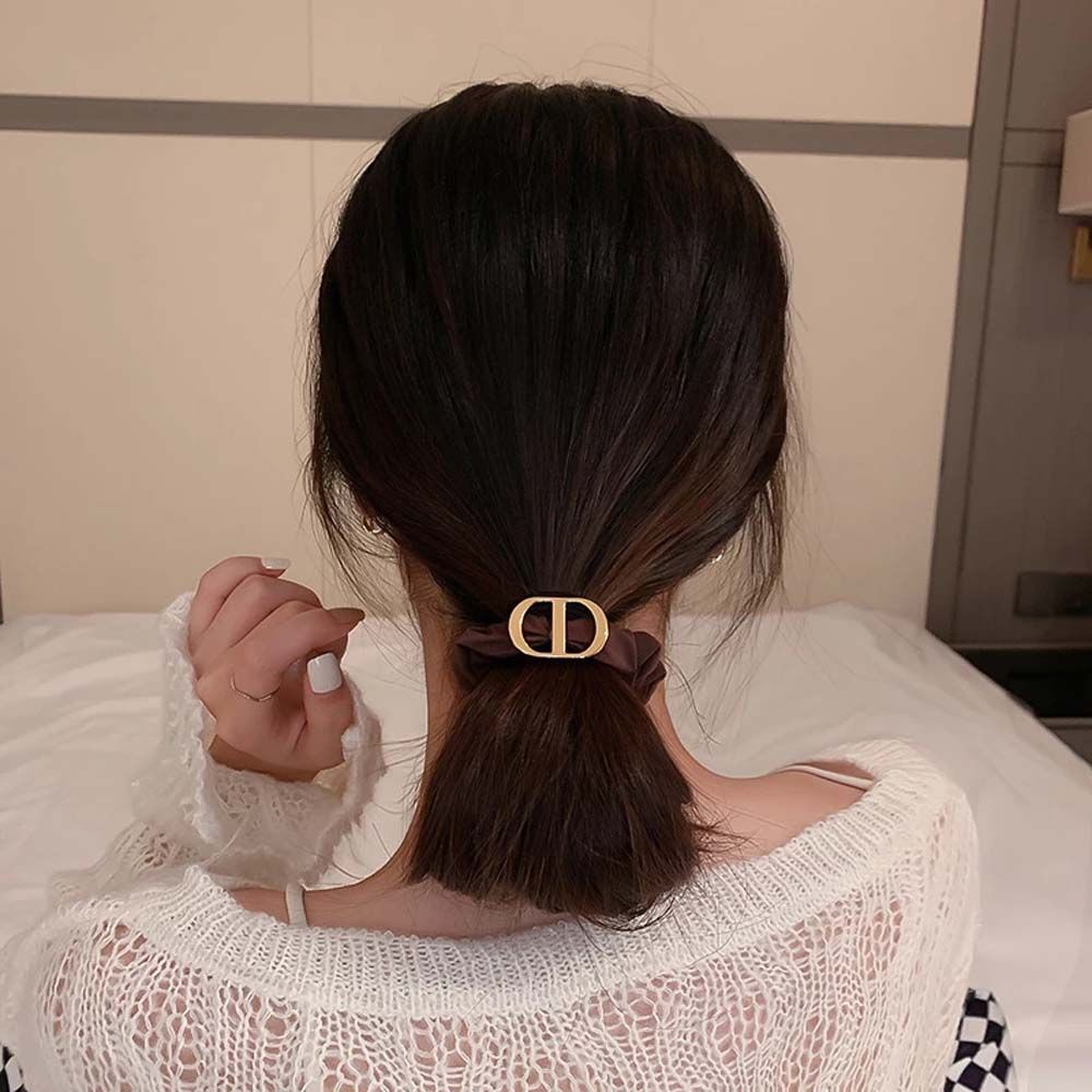 Dây buộc tóc cao su co giãn họa tiết hình học phong cách Hàn Quốc cho nữ
