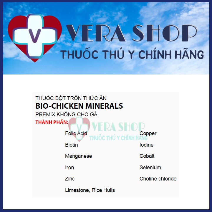 BIO CHICKEN MINERALS 1KG - Phòng thiếu khoáng và vitamin thiết yếu