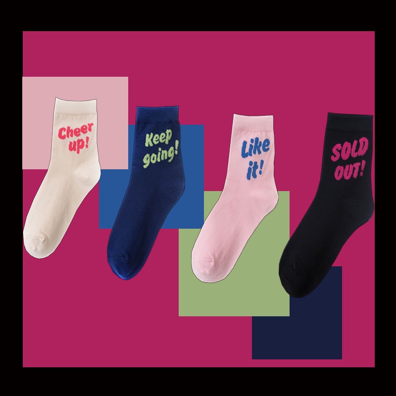 Tấy Vớ Cao Cổ Họa Tiết Chữ Đơn Giản Phong Cách Thời Trang Hàn Quốc