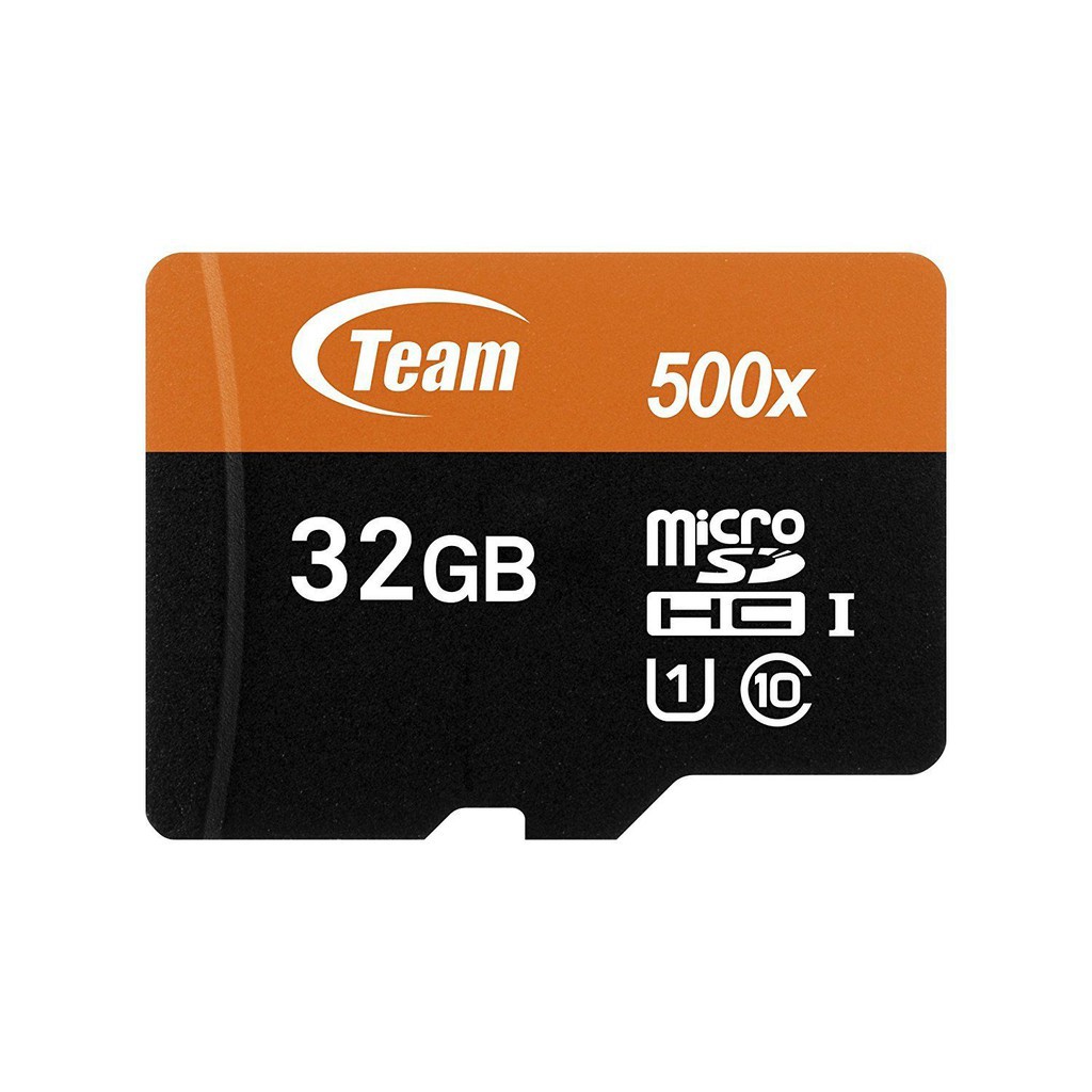 Thẻ nhớ microSDHC Team 32GB 500x upto 80MB/s class 10 U1 kèm Adapter (Đen cam) - Hãng phân phối chính thức