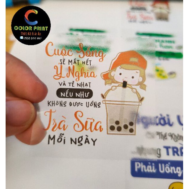 [FREE CẮT BẾ] Tem Decal Trong Suốt - Tem Nhựa In Theo Yêu Cầu