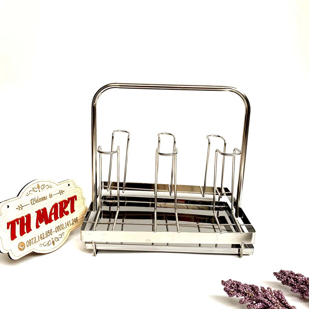 Khay Úp Cốc Hợp Kim Mạ Vàng, Khay Úp Cốc Inox Cao Cấp - Có Khay Hứng Nước