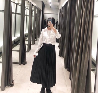 CHÂN VÁY MIDI ZARA DẬP LY CÓ BELT