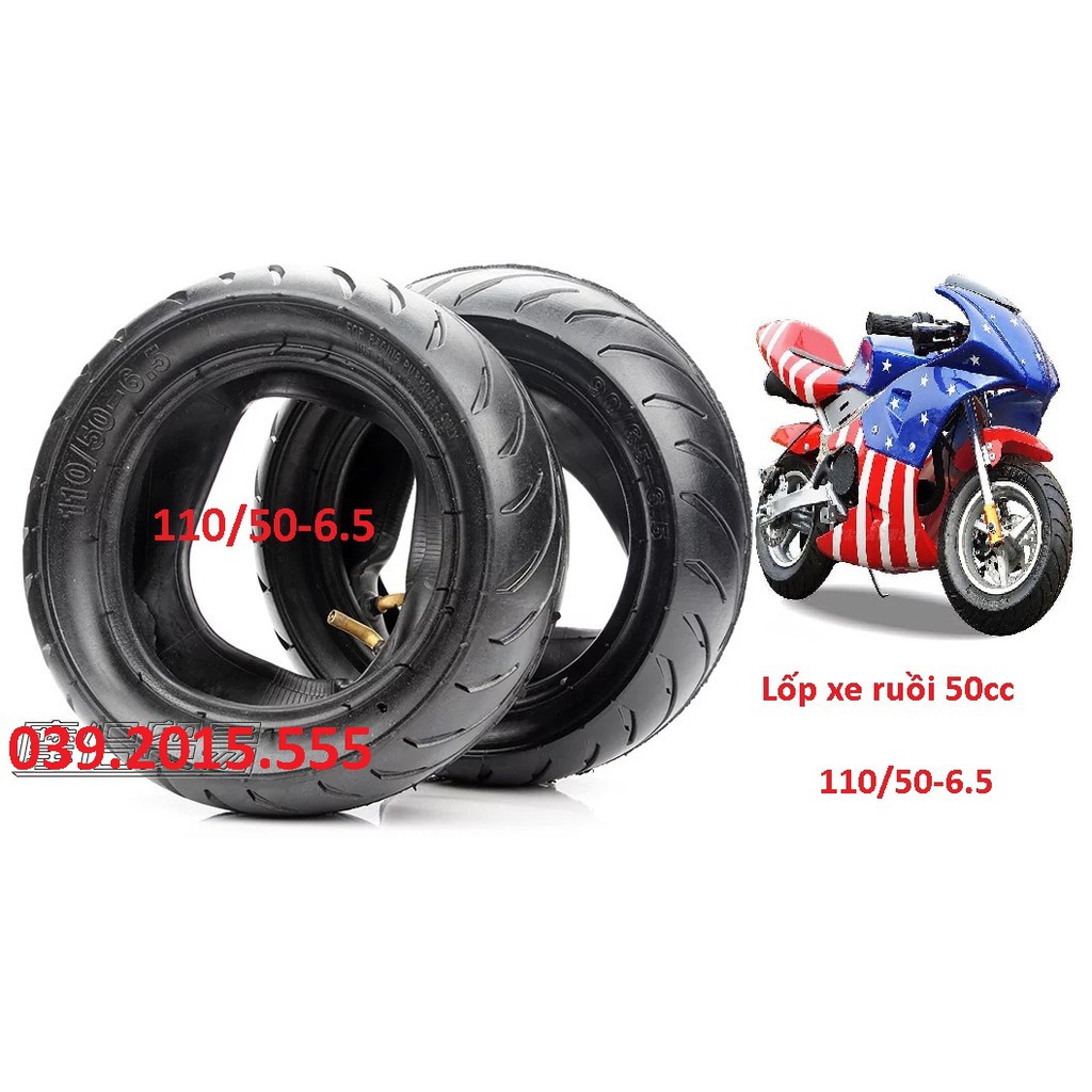 ❁✓●Combo Vỏ Và Ruột Xe Moto Mini 50cc, Lốp Săm Ruồi 110/50-6.5