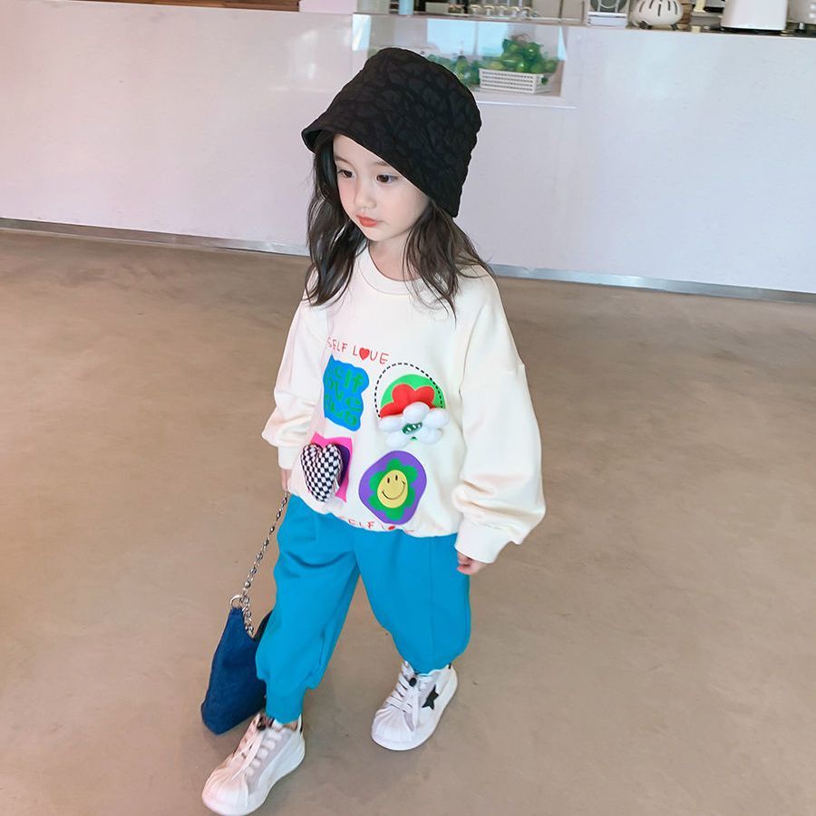 Áo Sweater Tay Dài In Họa Tiết Graffiti Phong Cách Hàn Quốc Nhật Bản Dễ Thương Thời Trang Xuân Thu 2022 Cho Bé Gái